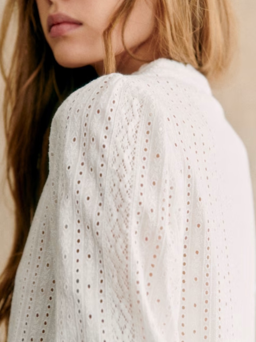 SEZANE Marinette Eyelet Button Down Shirt White Exru - NWOT, 36 / Small / 4 - Picture 3 of 16
